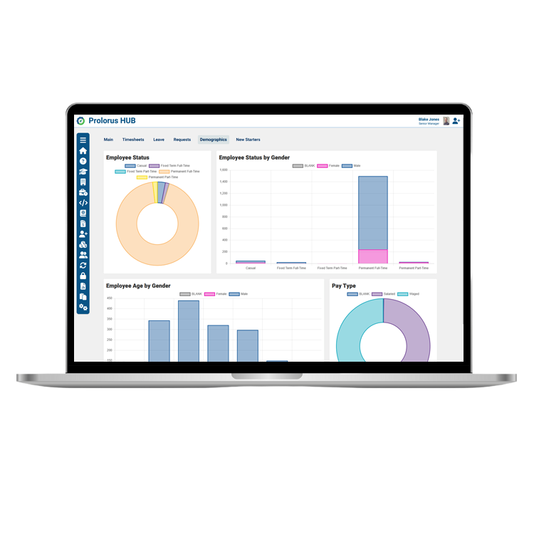 Prolorus HR software on laptop